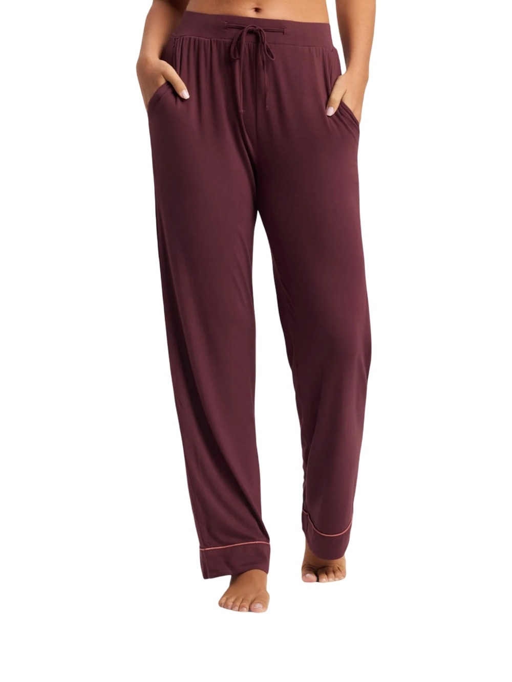 Cozy Earth NWT Bamboo Stretch-Knit Classic Long Sleeve PJ Set Burgundy Size M - Picture 5 of 10